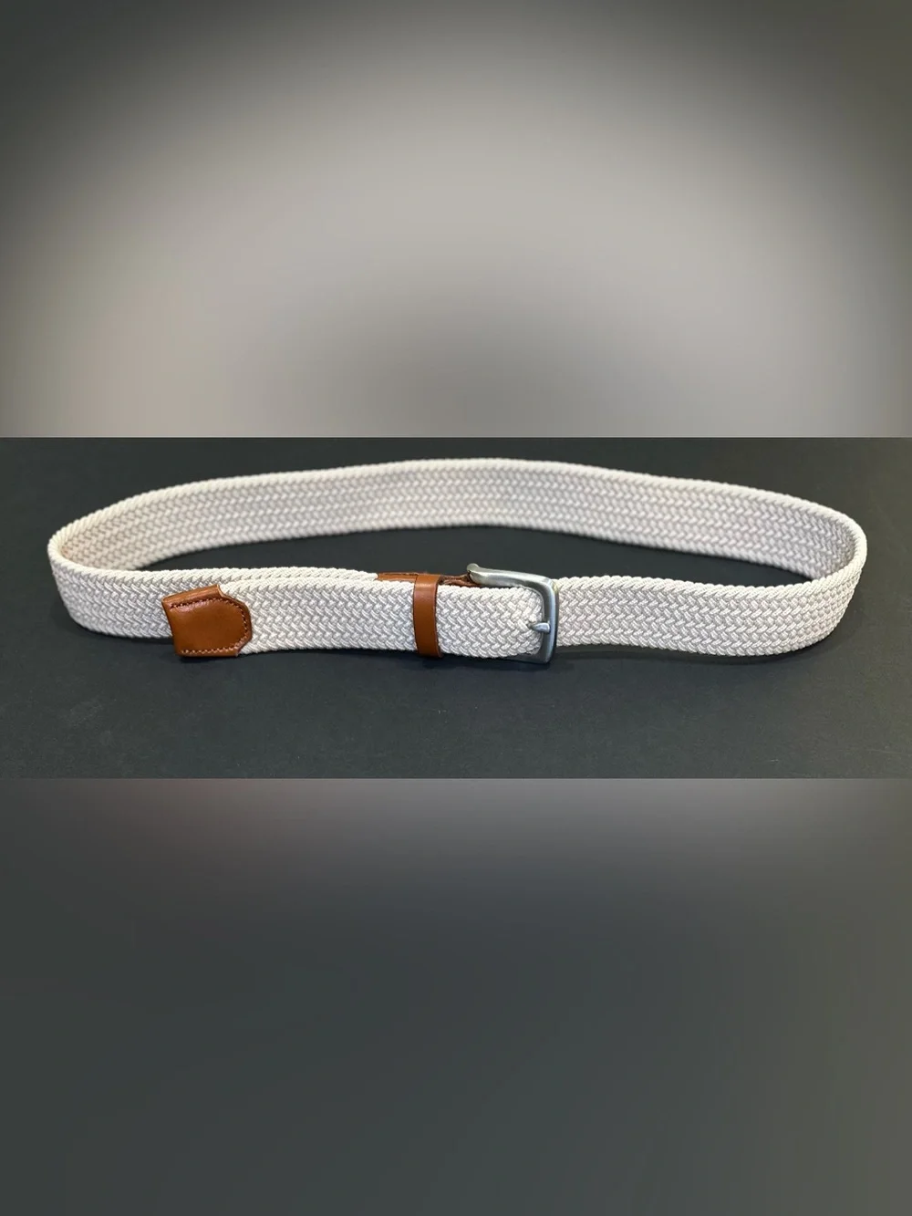 NWOT J.Crew Braided Beige Stretch Belt Tan Leather Trim M